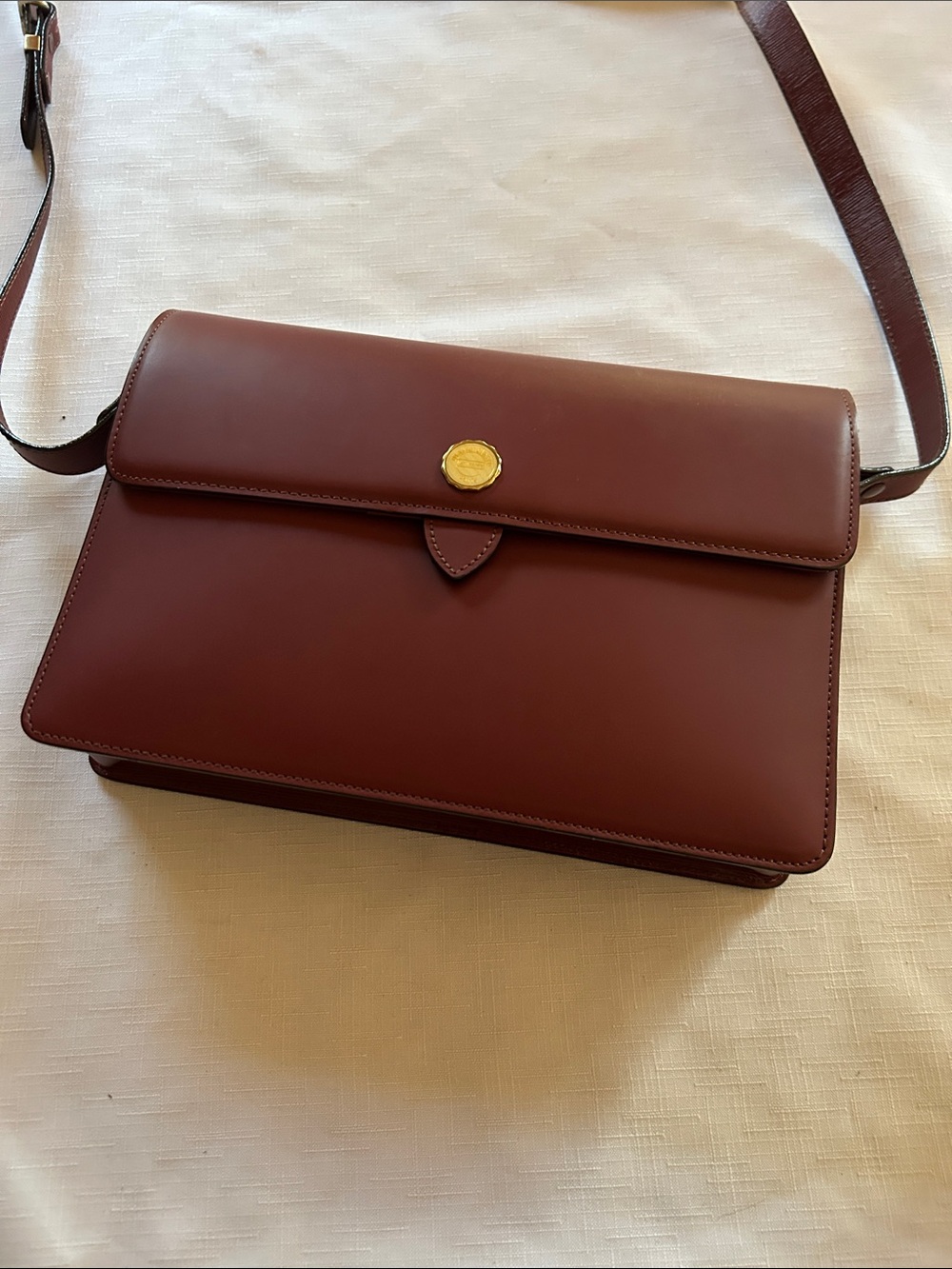 r Crossbody Bag in Deep Burgundy with Gold Accent